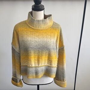 Pilcro Cozy Yellow and Gray Striped Sweater